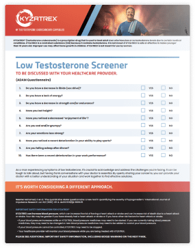 KYZATREX Low Testosterone Screener