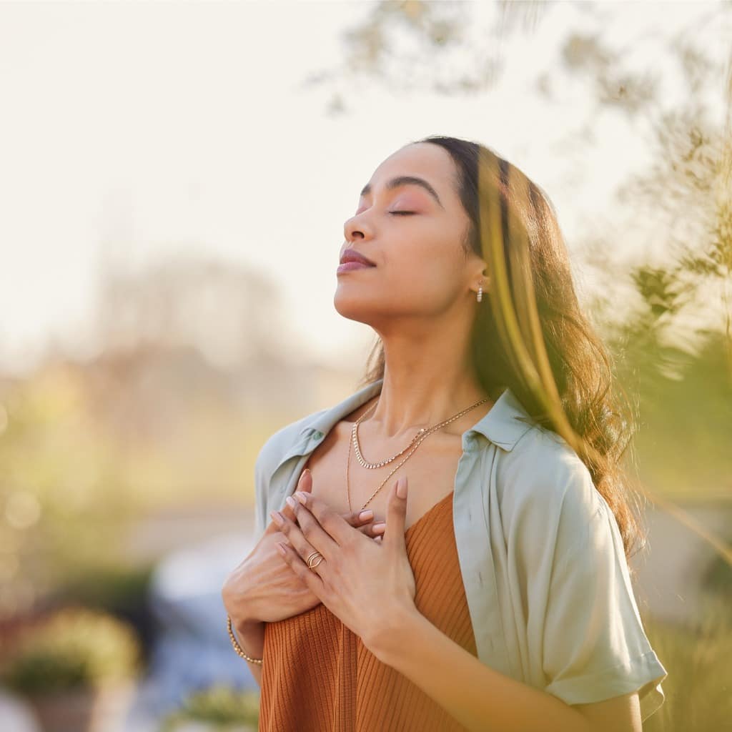 woman feeling peaceful after spontaneous recovery