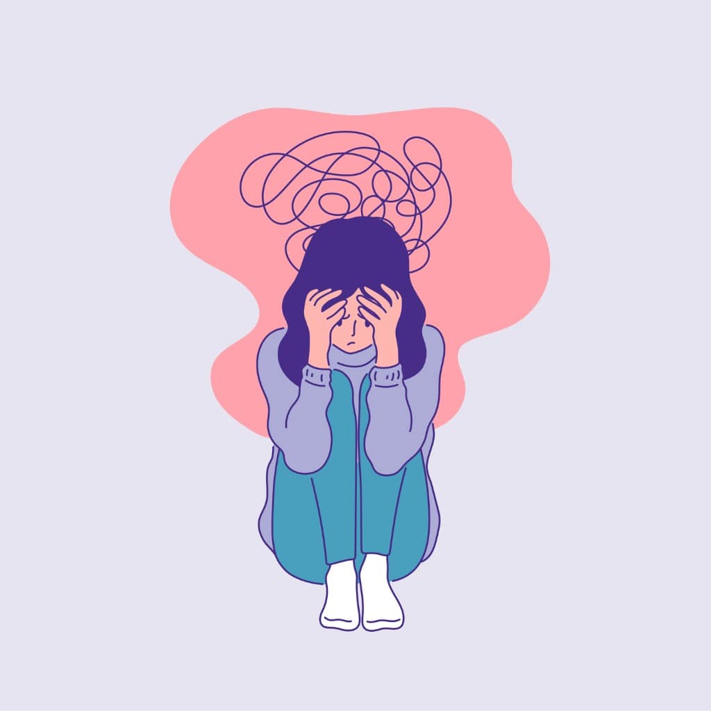 Illustration of woman with existential dread
