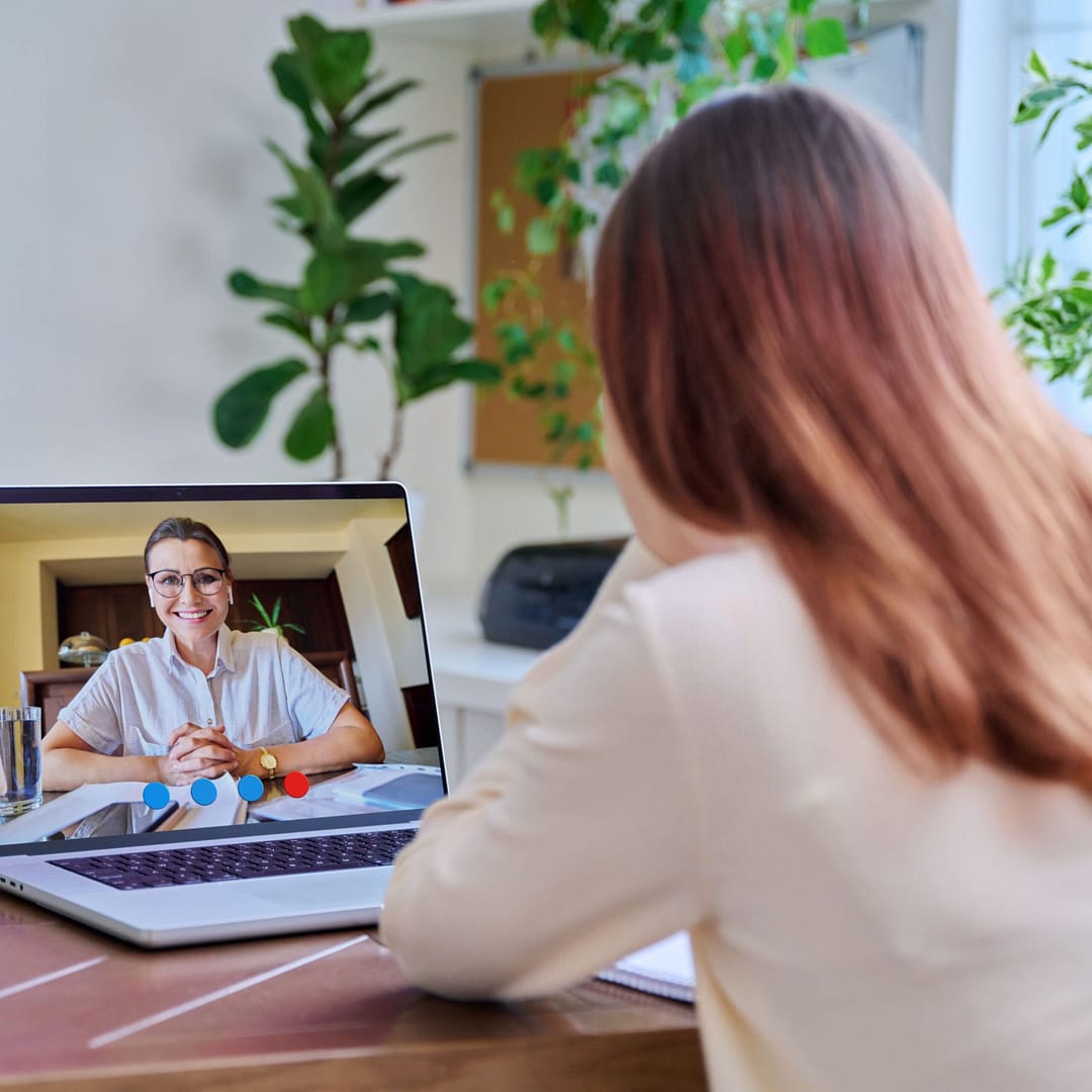 woman on online therapy appointment with mental health provider