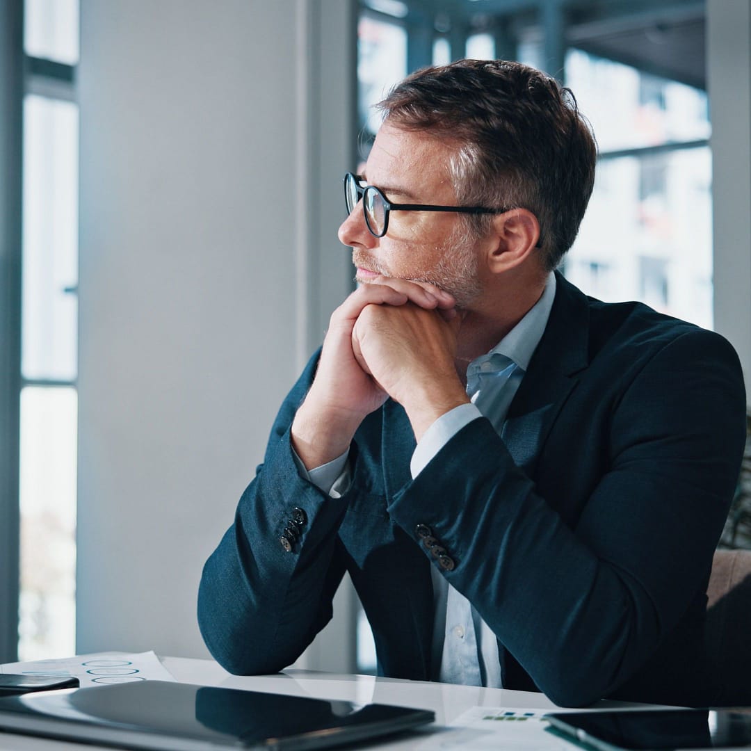 man deep in thought, engaging in affective forecasting man deep in thought, engaging in affective forecasting