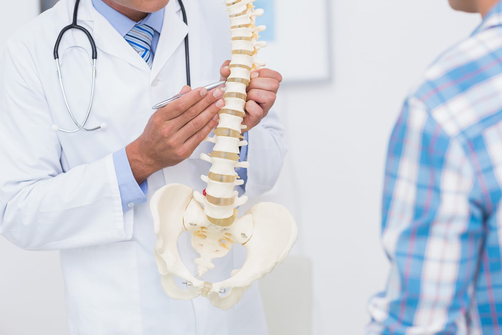 Doctor Holding Spine